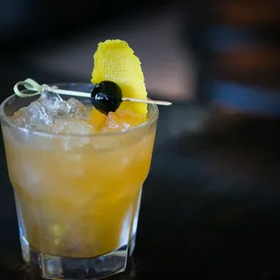 "Old Fashioned"- Four Roses Bourbon, Bitters, Simple, Orange Peel and Luxardo Cherry