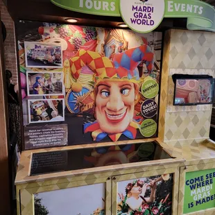 Booths inside about Mardi Gras World