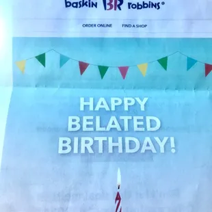 a happy belated birthday card