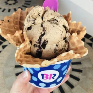 Single Scoop ($3.69) + Waffle Bowl ($0.99)