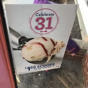 $1.50 scoops on the 31st of the month
