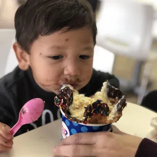 The kiddo loves him some ice cream! LOL