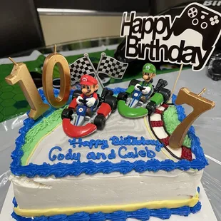 Mario &amp; Luigi Ice Cream Cake (the Happy Birthday sign and candles were not included)