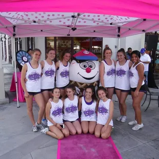 Local cheerleader team with Coney