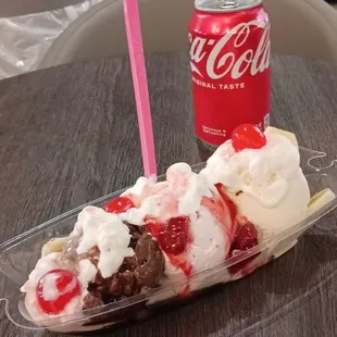 Banana split and Coke as I had ordered