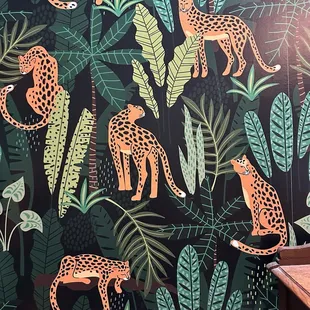 Beautiful wall paper at this location.