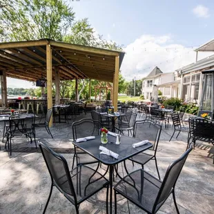tables and chairs outside