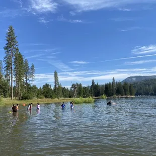 Wading in Bass Lake