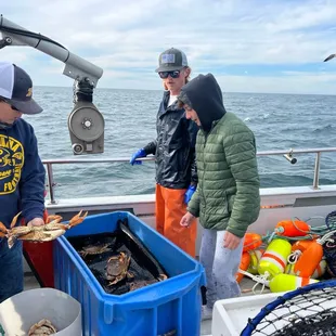 You can relax or help sort crabs!
