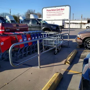 a shopping cart in a parking lot