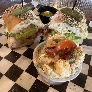 Turkey, Bacon, Avocado, Sandwich with our scratch potato salad, a crowd Favorite!