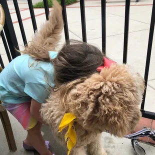 a little girl and her dog