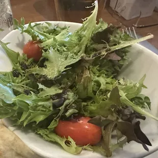 Side Salad - lettuce and a few cherry tomatoes (should be called the Joke)