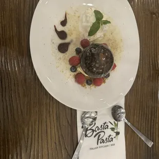 Chocolate fireball dessert