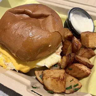 Breakfast Sandwich w/ Potatoes (added a side of aioli)
