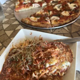 Lasagna and Marguerita pizza