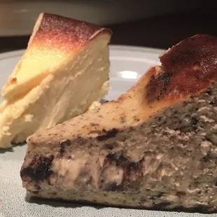 Original Cheesecake (Whole/$38) &amp; Cookies n Cream (Slice/$12; only partial slice shown)