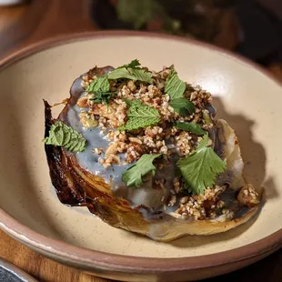 Charred cabbage with buttermilk glaze