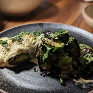 Brussels sprouts with whey foam