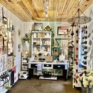 the inside of a flower shop