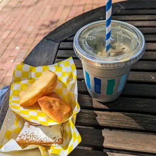 Beignets and iced chicory coffee