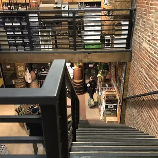 a view from the top of the stairs