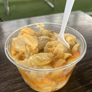 Mac and cheese is delicious. Looks and tastes like homemade