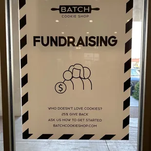 a sign for fundraisers