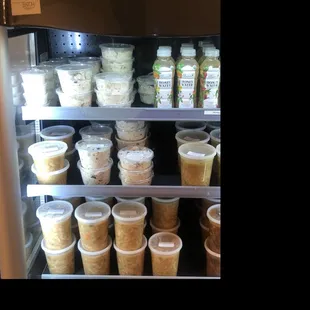 Chicken Salads, bottled honey water, bottled water offerings in addition to the weekly soups - February 2023
