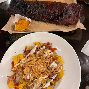 Ribs and nachos with brisket