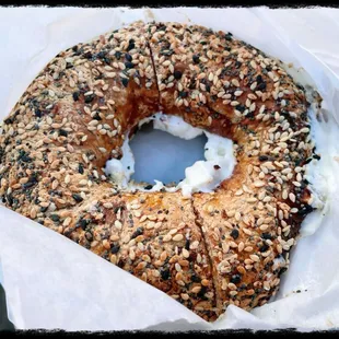 Everything bagel with extra cream cheese