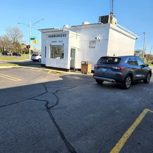 a car parked in a parking lot