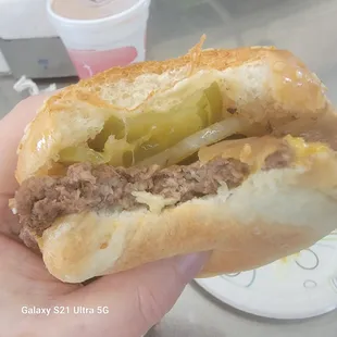 MONEY SHOT! Only 1 patty and 1 slice of cheese in the Double Cheeseburger???