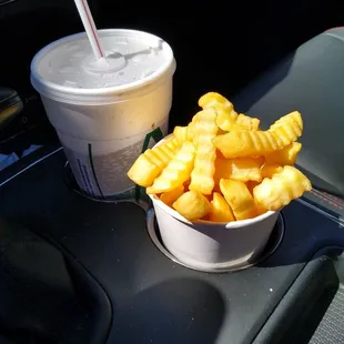 Cup o&apos; fries and a Coke!