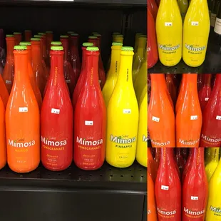 a display of bottles of juice