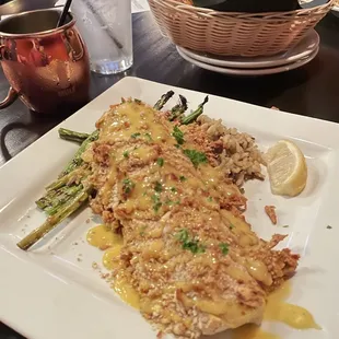 Pretzel-encrusted walleye