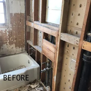 before and after of a bathroom remodel
