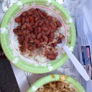 Rice and beans. Were actually better than the main dishes