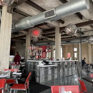 The bar area before the crowds come in.