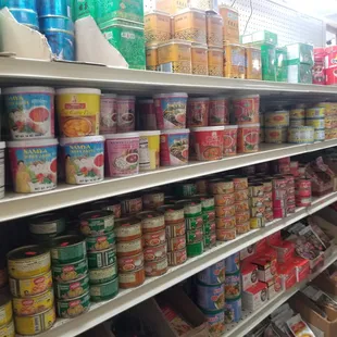 shelves of canned food