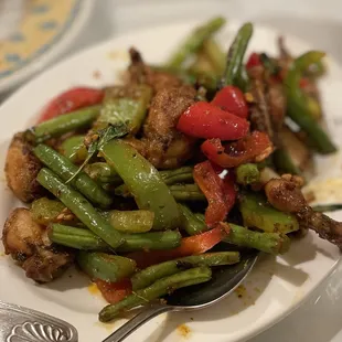 #95 - Frog legs with green beans, bell peppers- house special