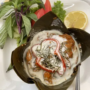 A-mok. Steamed curry coconut-base-fish. One of Khmer classic dish.