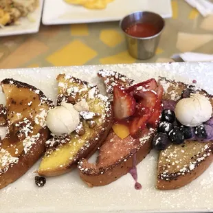 French Toast flight.. Carmel, lemon, strawberry and blueberry!