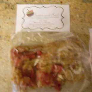 a bag of strawberry shortbreads