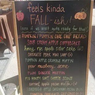 a menu for fall