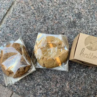 Chocolate Chip (left), Peanut Butter (middle), Vanilla Cupcake (Right)