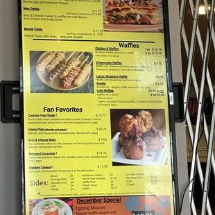 Waffle sandwiches menu