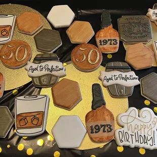 Custom Cookies designed for a 50th birthday party