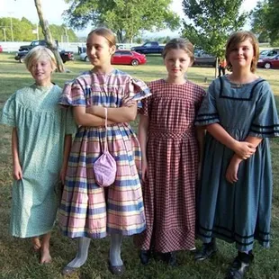 Girls learning at living history