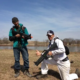 Infantry Laser Tag guns look like M16's with a grenade launcher!!